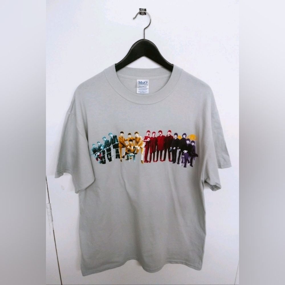 Vtg 2000 The Beatles T-Shirt M&O Knits Tag Graphic Tee Rock Band Size L